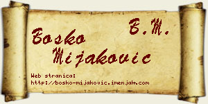 Boško Mijaković vizit kartica